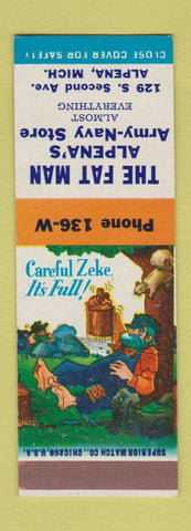 Matchbook Cover - Fat Man Alpena MI Army Navy Store Hillbilly SAMPLE