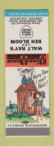 Matchbook Cover - Hart's Corner Tavern Denver Colorado Hillbilly SAMPLE