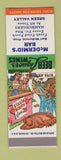 Matchbook Cover - McDermid's Bar Green Valley Hillbilly SAMPLE