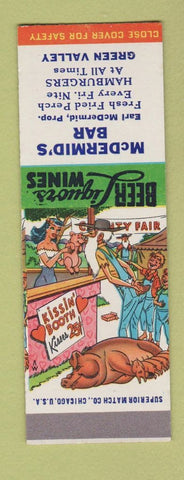Matchbook Cover - McDermid's Bar Green Valley Hillbilly SAMPLE