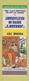 Matchbook Cover - Johnson's Drive In Restaurant Oakland City MD Hillbilly SAMPLE