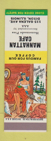 Matchbook Cover - Manhattan Cafe Dixon IL #2 sewing scene Hillbilly SAMPLE
