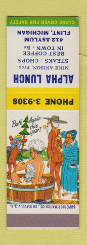Matchbook Cover - Alpha Lunch Flint MI Hillbilly SAMPLE