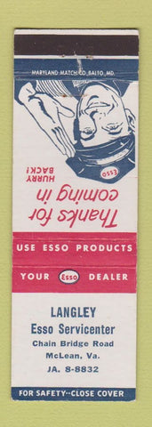 Matchbook Cover - Esso oil gas Langley McLEan VA