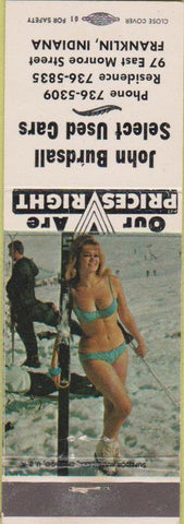 Matchbook Cover - Burdsall Used Bars Franklin IN pinup
