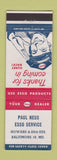 Matchbook Cover - Esso oil gas Paul Neus Baltimore MD