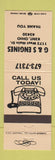 Matchbook Cover - G&S Engines Kent OH