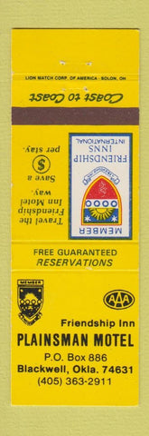 Matchbook Cover - Plainsman Motel Blackwell OK
