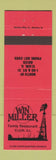 Matchbook Cover - Win Miller Restaurant Elgin IL