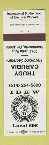 Matchbook Cover - IBEW Electrical Workers Union Trudy Carubia Steubenville OH