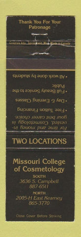 Matchbook Cover - Missouri College of Cosmetology MO