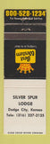 Matchbook Cover - Best Western Silver Spur Lodge Dodge City KS WEAR