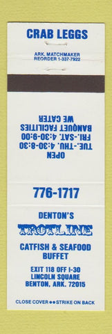 Matchbook Cover - Denton's Trotline Catfish Seafood Restaurant Benton AR