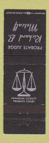 Matchbook Cover - Richard B Metcalf Probate Judge Franklin County OH WEAR