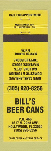 Matchbook Cover - Bill's Beer Cans Hollywood FL