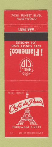 Matchbook Cover - Cafe de Paris Hollywood CA Flamenco WEAR