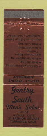 Matchbook Cover - Gentry South Men's Salon Torrance CA