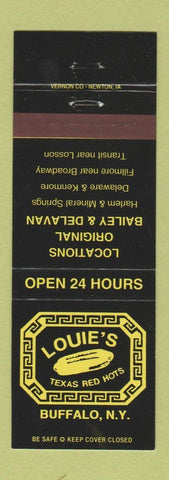 Matchbook Cover - Louie's Texas Red Hots Buffalo NY