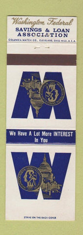 Matchbook Cover - Washington Federal Savings Loan Cleveland Hudson Woodmere OH