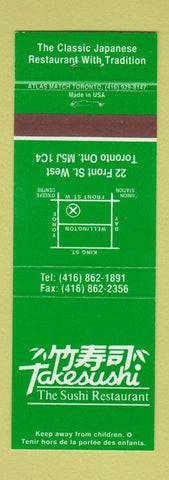 Matchbook Cover - Takesushi Restaurant Japanese Toronto ON