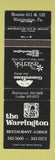 Matchbook Cover - The Warrington Restaurant Warrington PA
