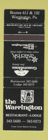Matchbook Cover - The Warrington Restaurant Warrington PA