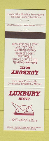Matchbook Cover - Luxbury Hotel LaGrange Louisville KY