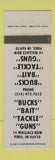 Matchbook Cover - Bucks Bait Tackle Guns Peru IN WEAR GRAY