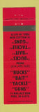 Matchbook Cover - Bucks Bait Tackle Guns Peru IN RED