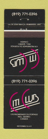 Matchbook Cover - Citi Club Hull QC
