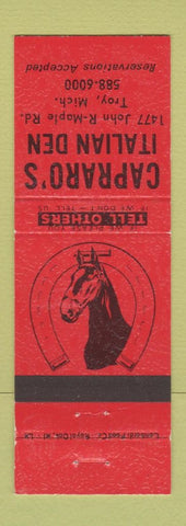 Matchbook Cover - Capraro's Italian Den Troy MI