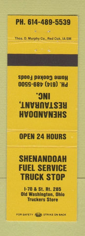 Matchbook Cover - Shenandoah Fuel Service Truck Stop Old Washington OH
