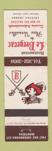 Matchbook Cover - Restaurant Le Bergerac Montreal QC WEAR