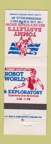 Matchbook Cover - Tommy Bartlett's Ski Show Robot World Wisconsin Dells WI