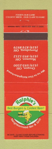 Matchbook Cover - Ralphie's Restaurants Oregon Maumee Perrysburg OH