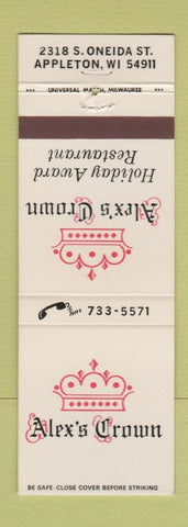 Matchbook Cover - Alex's Crown Restaurant Appleton WI