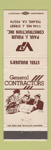 Matchbook Cover - Paul Fidler Construction Tulare CA WEAR