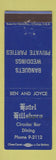 Matchbook Cover - Hotel Hillsboro WI