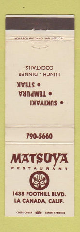 Matchbook Cover - Matsuya Restaurant LA Canada CA