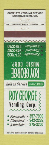 Matchbook Cover - Roy George Music Vending Painesville Cleveland Ashtabula OH