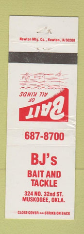 Matchbook Cover - BJ's Bait and Tackle Muskogee OK WORN