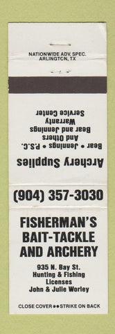 Matchbook Cover - Fisherman's Bait Tackle Archery WHITE
