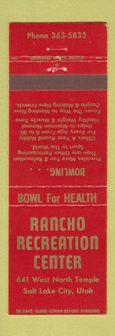 Matchbook Cover - Rancho Recreation Center Salt Lake City UT