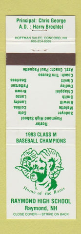 Matchbook Cover - Raymond High Schol Raymond NH 1993 baseball champs