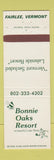 Matchbook Cover - Bonnie Oaks Resort Fairlee VT