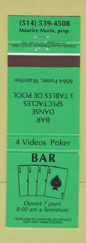 Matchbook Cover - Bar billiards Waterloo ON