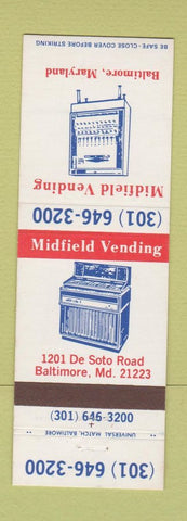 Matchbook Cover - Midfield Vending Baltimore MD Juke Box Cigarettes