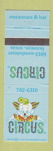 Matchbook Cover - Circus Restaurant Houston TX clown