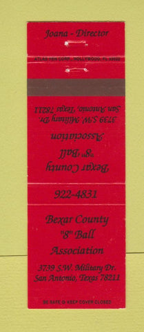 Matchbook Cover - Bexar County 9 Ball Association San Antonio TX billiards