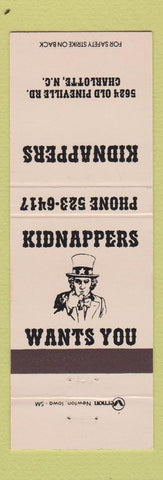 Matchbook Cover - Kidnappers Charlotte NC Uncle Sam